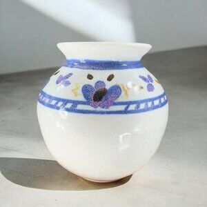 Vintage 1991 Hand Made Pottery Vase Vessel Hand Crafted Round Bottom Vase Decor